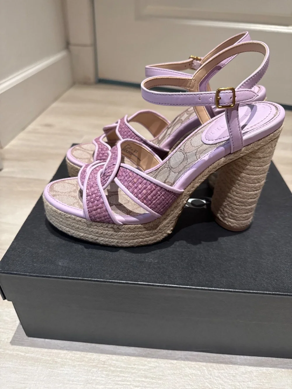 Coach Talina Platform Espadrille Raffia Sandals Size 8